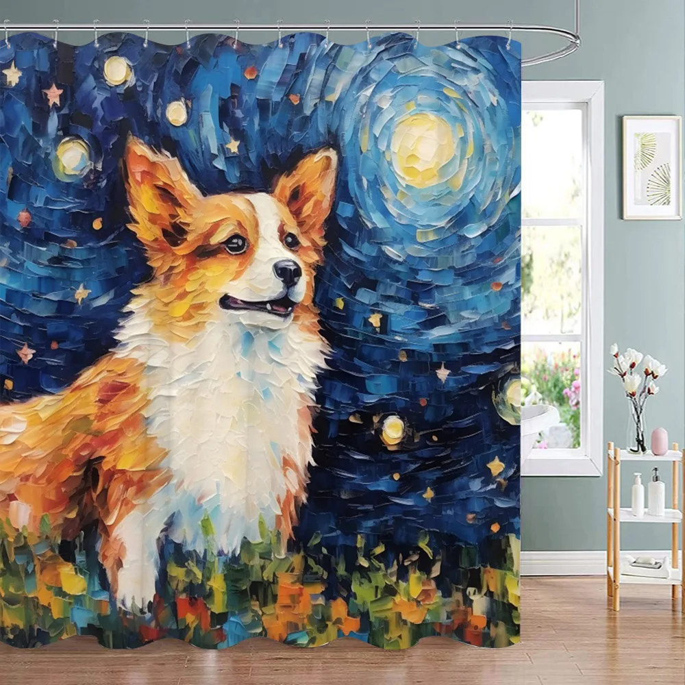 Funny Animal Shower Curtain Cute Cat in Flower with Butterfly Fluttering Polyester Fabric Washable Shower Curtain Bathroom Decor