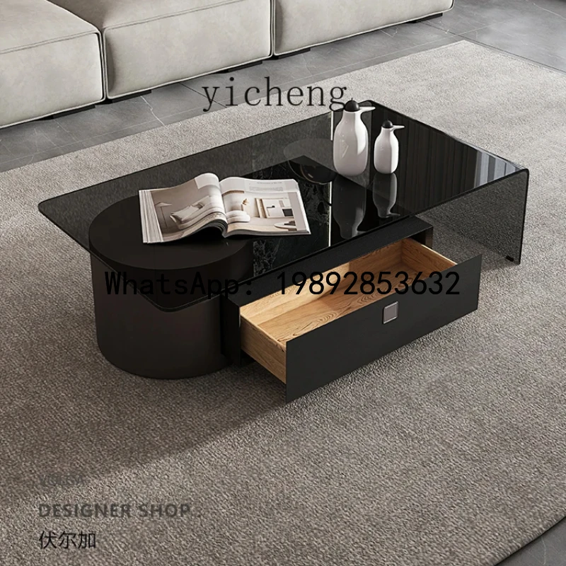 Tempered Glass High-Grade Tea Table Home Rectangular Retractable Tea Table