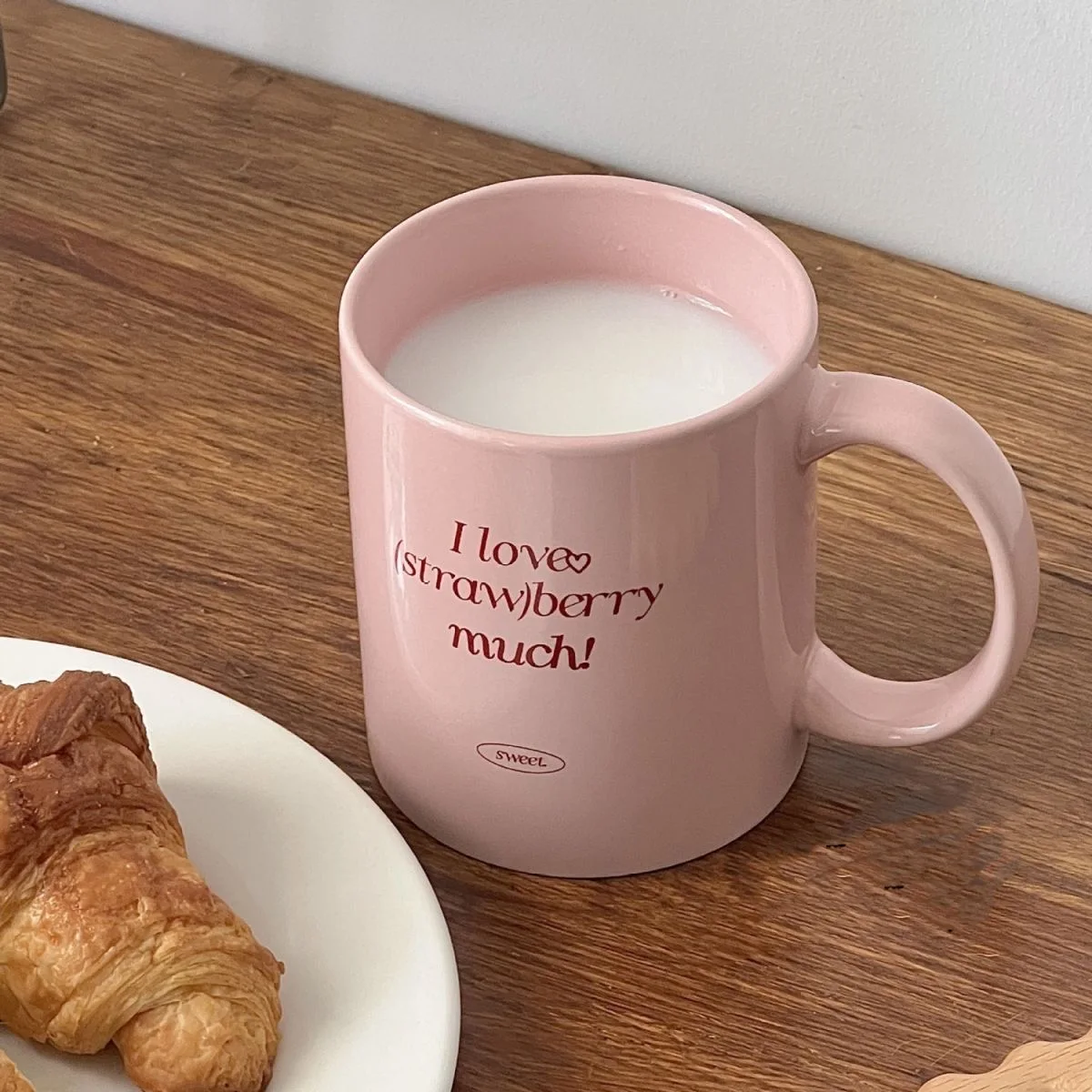 

Romantic Ceramic Coffee Mug, Korean-style, Pink, Simple, Girl Heart, Milk Cup, High-grade Sense, Niche, Water Cup