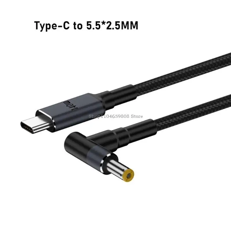 Cable carga computadora portátil USB C Cable carga PD a DC5.5x2.1 mm 5.5x2.5 mm cable