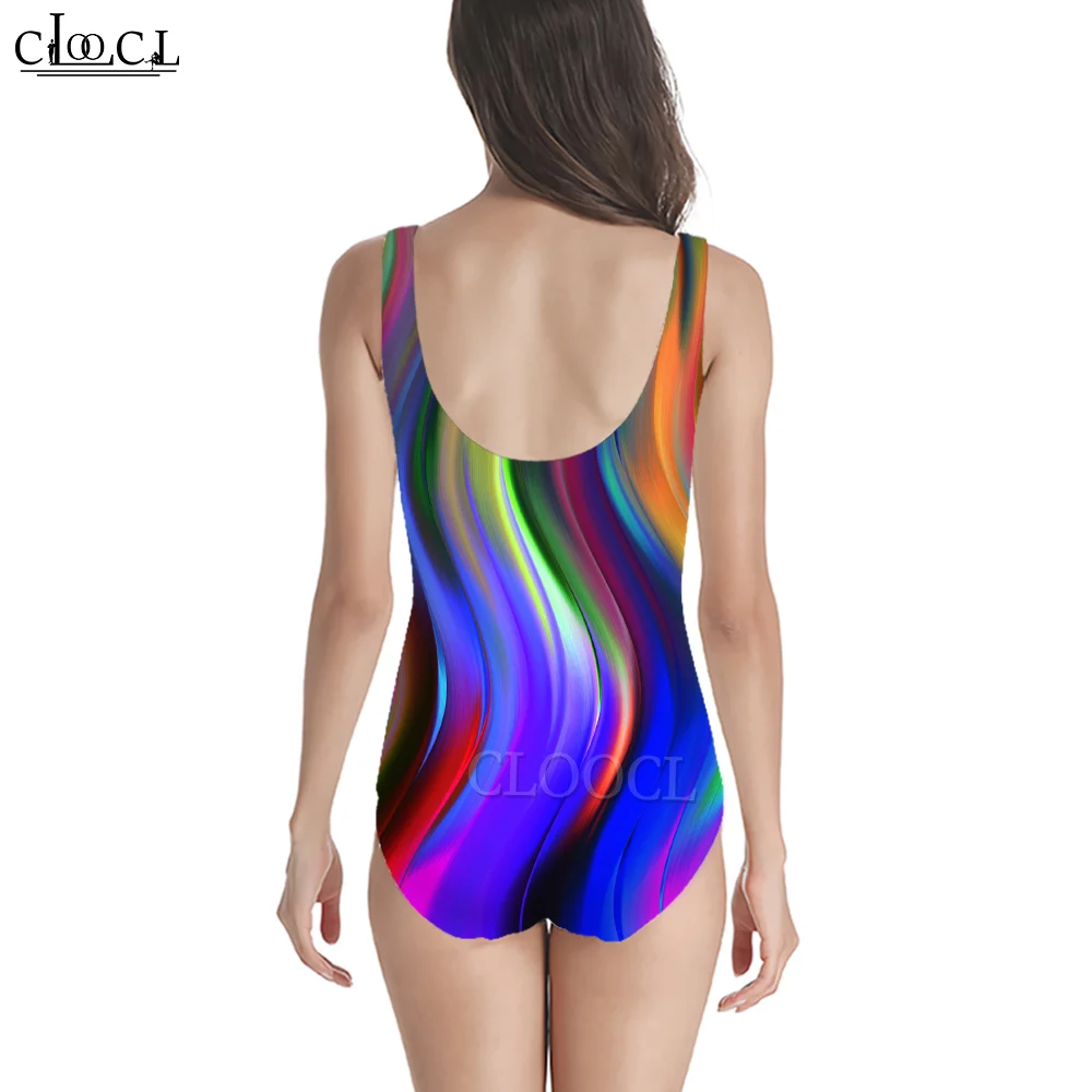 CLOOCL Fashion Swimsuit Colorful Texture Graphics Printed Swimsuit Suitable for Women To Swim and Surf Summer Beach Wear