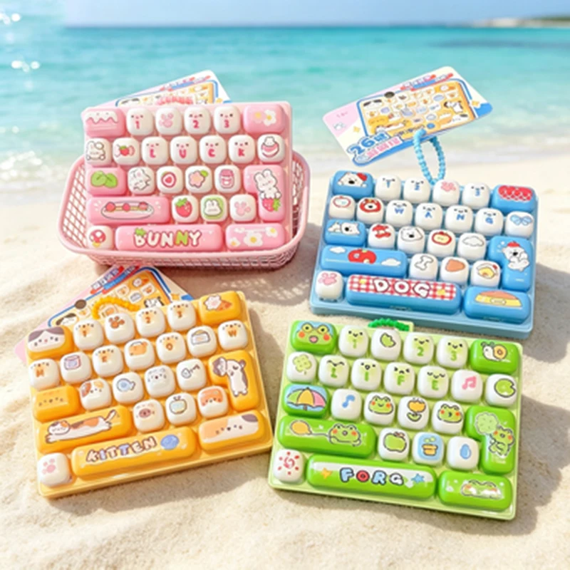 Cartoon Animal Diary 26 Grid Stress Relief Keyboard Keycap Keychain for Bags Backpacks Cars Teens Adults Couples Students Fun Gi