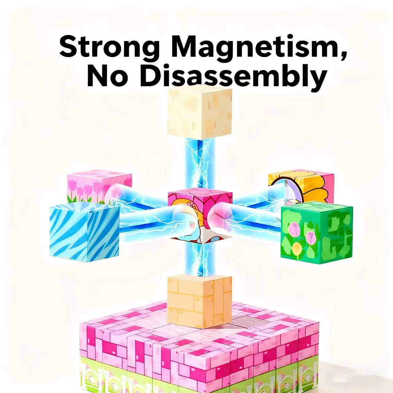 DIY Magnetic Building Block World Princess Castle Gift - Ages 3-6 - Educational Assembly Toy with Magnets and Magnetic Adhesion