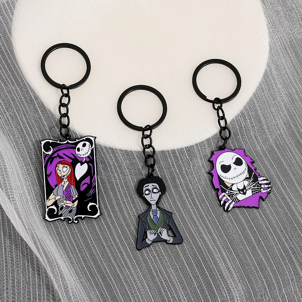 Anime Cartoon Nightmare Before Christmas Schlüsselanhänger Jack Skellington Charms Gothic Halloween Accessoires Geschenke – Detail 3