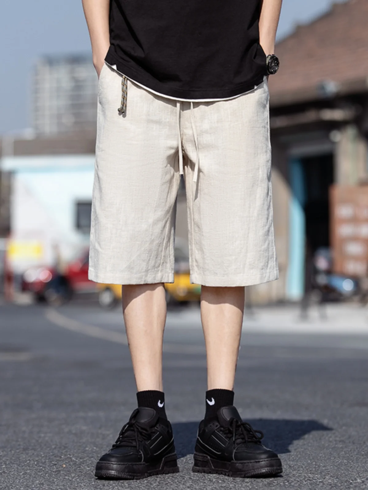 

Новые китайские льняные мужские шорты: летние, тонкие, широкие, свободные, из хлопка и льна, длиной до колена, дышащие, повседневные, прямого кроя.