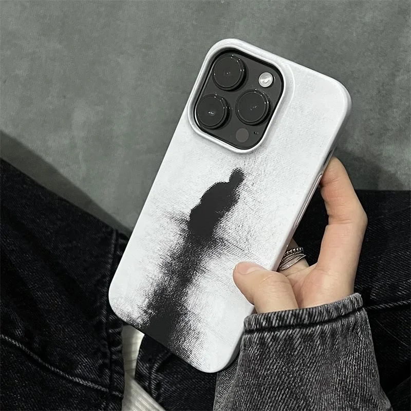 أحادية اللون الحد الأدنى مجردة الفن رجل في المياه صورة ظلية جراب هاتف آيفون 17 16 15 14 11 12 13 برو ماكس الهواء زائد غطاء #2