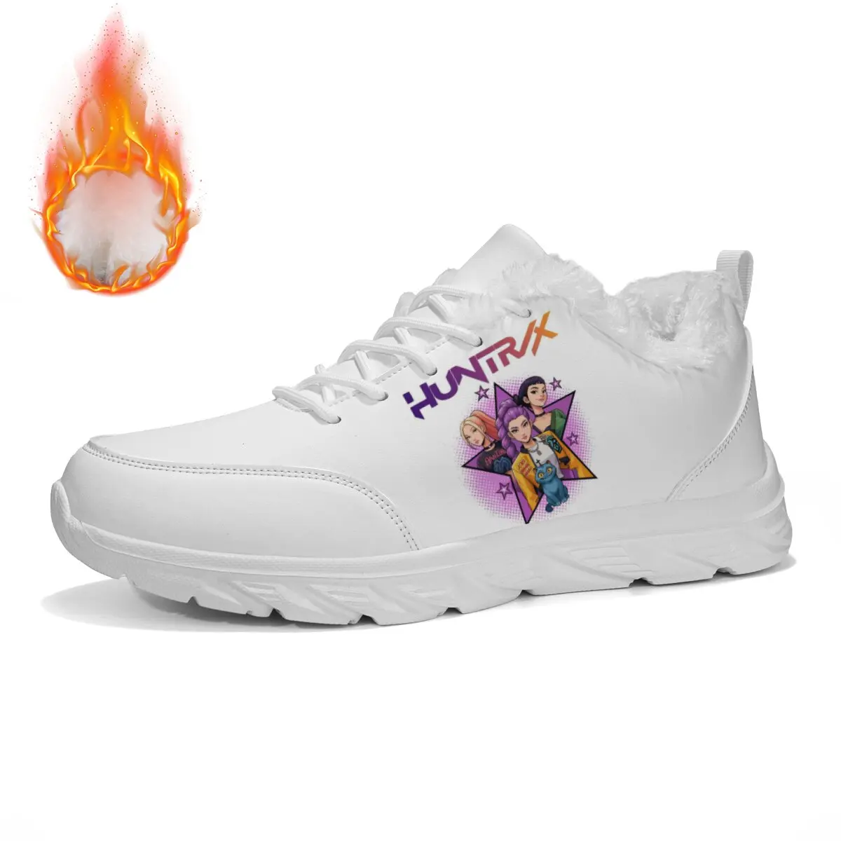 

Женские кроссовки на меховой подкладке с персонажами хэтчимлов, теплые лоферы без шнуровки из фасоли, повседневные зимние ботинки на плоском каблуке с круглым носком