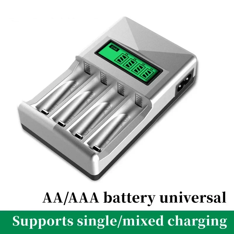 

4 Slot Size 5/7 Smart LCD Battery Charger Power Adapter for AA/AAA NiCd NiMh Rechargeable Batteries LCD Display US/EU/UK Plugs