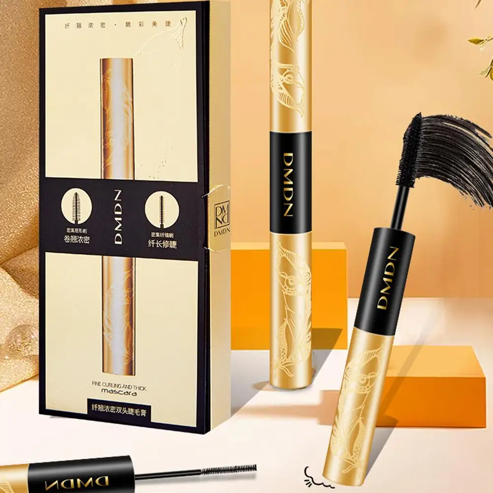 Occhio a doppia testa Nero riccio snello Spessore Testa sottile Occhio Nero Doppio estremità Tubo per ciglia mascara di lusso in alluminio