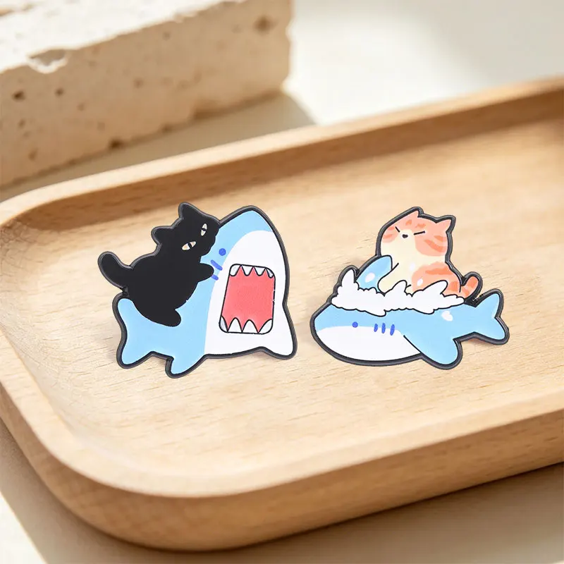 Cartoon Ocean Creature Series Enamel Pins Cute Shark Whale Octopus Sea Animal Brooches Lapel Badge Fashion Jewelry Gifts