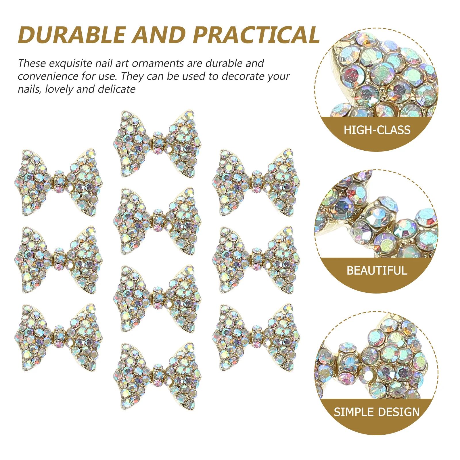 

10Pcs Butterfly Knot Nail Ornaments Alloy DIY Manicure Supplies Shiny Nail Jewelry Decor Charm Studs Manicure Tools