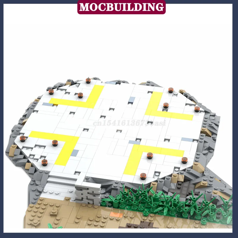 MOC Street View Building Helicopter Landing Pad Model Building Block Assembly Movie Plant Concrete Mud Collection Series Toy