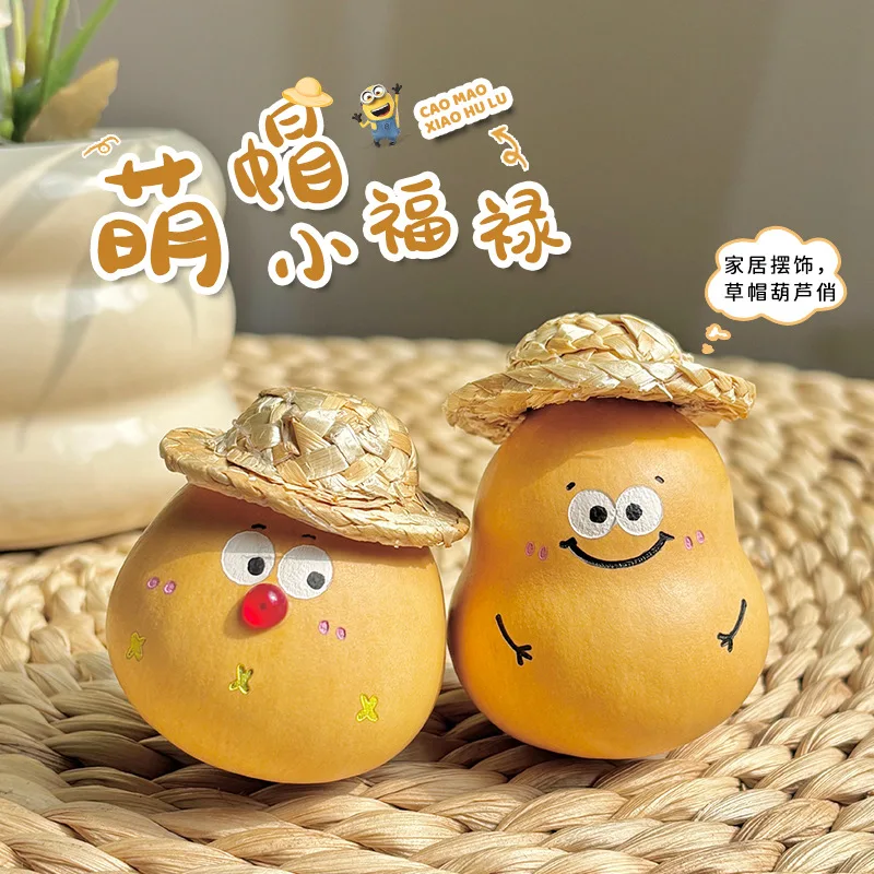 Natural Cute Mini Gourd Pendant Ornament Handheld Playable Decor for Good Luck Gifts