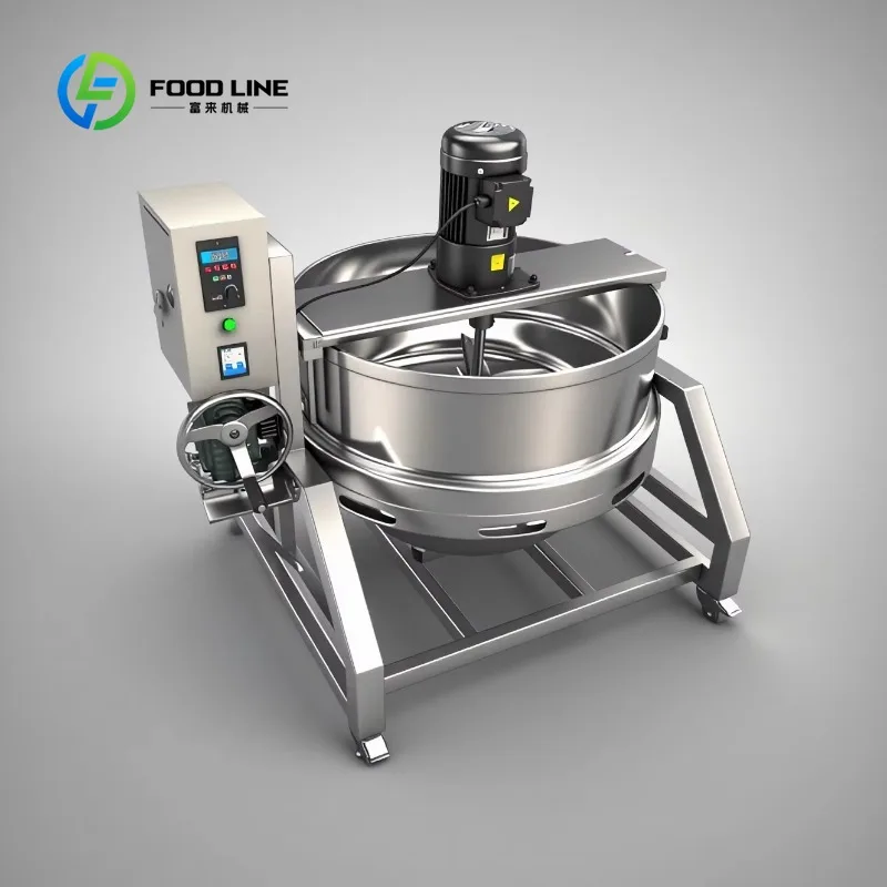 

Industrial Double Layer Stainless Steel Gas Jacket Kettle Agitator High Efficiency Capacity for Meat Cooking Customized