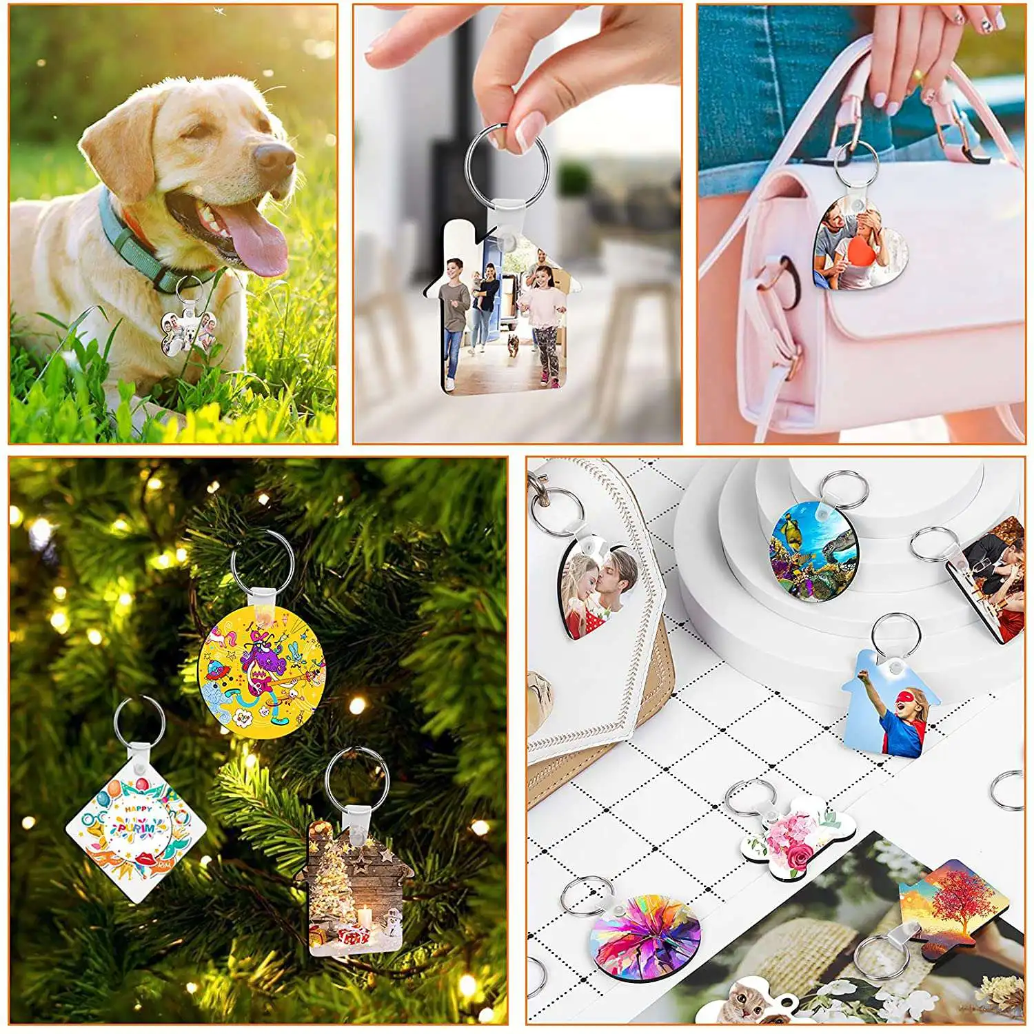 Sublimation Blank Keychains, 126Pcs Heat Transfer Keychain Pendant MDF Keychain Blanks for DIY Craft Keychain Making