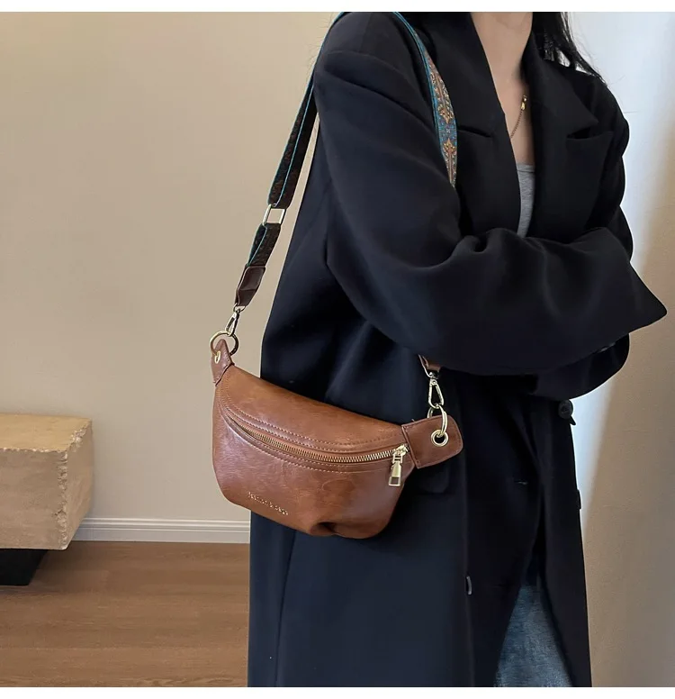 Bolso de un solo hombro para mujer, bandolera de pecho de tela PU, otoño e invierno, nuevo