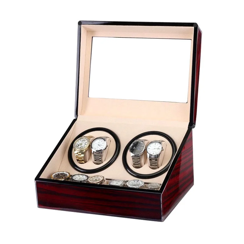 

Wood Watch Storage Box Organizer Automatic Watch Winder Rotating Luxury with Zero Magnetism Watches Display Box Led Gyroscope