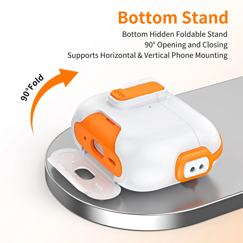 Music Fairy Magnetic Snap-On Automatic Lid Hidden Stand Earphone case Function Creative Design For Airpods 4  Pro 3 Pro 2/Pro