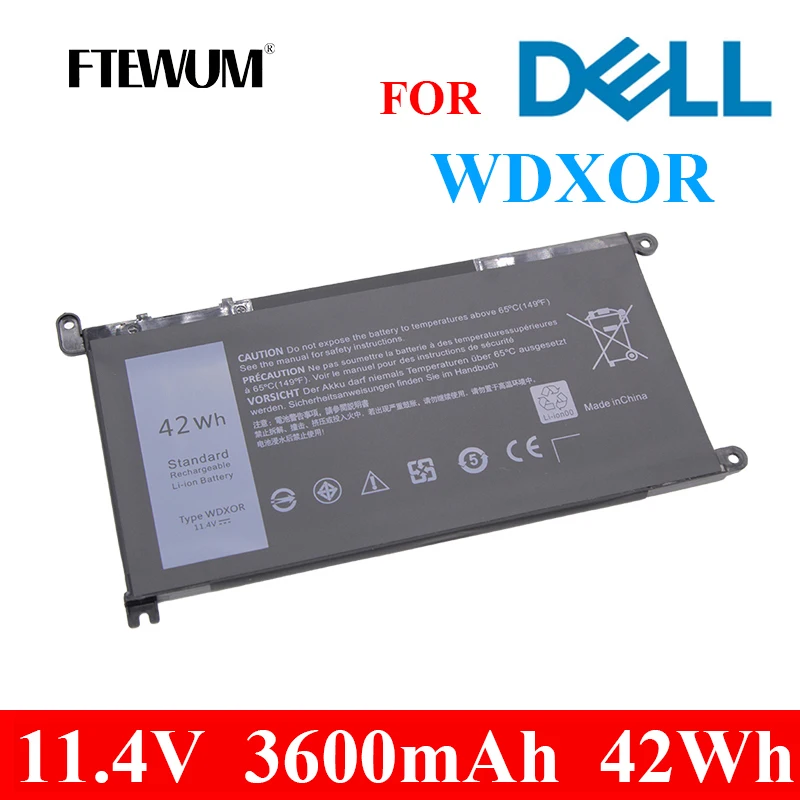 42Wh WDXOR 11.4V 4 Cells Laptop Battery For Dell Inspiron 15 7560 5538 5567 5568 13 5000 7368 14 7460 T2JX4 3CRH3 P61F Battery