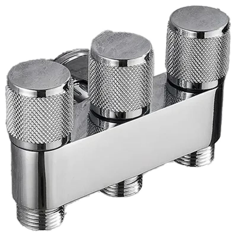 B01C-النحاس واحد في ثلاثة خارج ثلاثة طريقة التحكم غسالة الكروم/رمادي صنبور ثلاثي الاتجاه صمام مثلث G1/3Mini #5