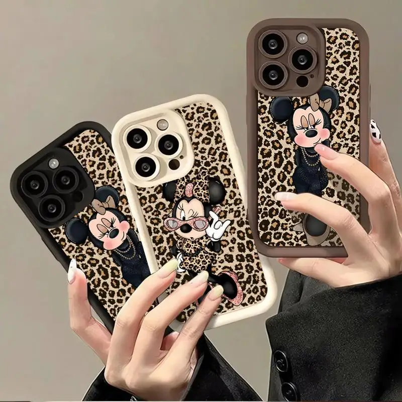 Disney Brown Leopard Print Phone Case for Apple iPhone 13 15  Pro Max 14 13 Pro 11 12 7 8 Plus X XS MAX XR 14 Plus funda