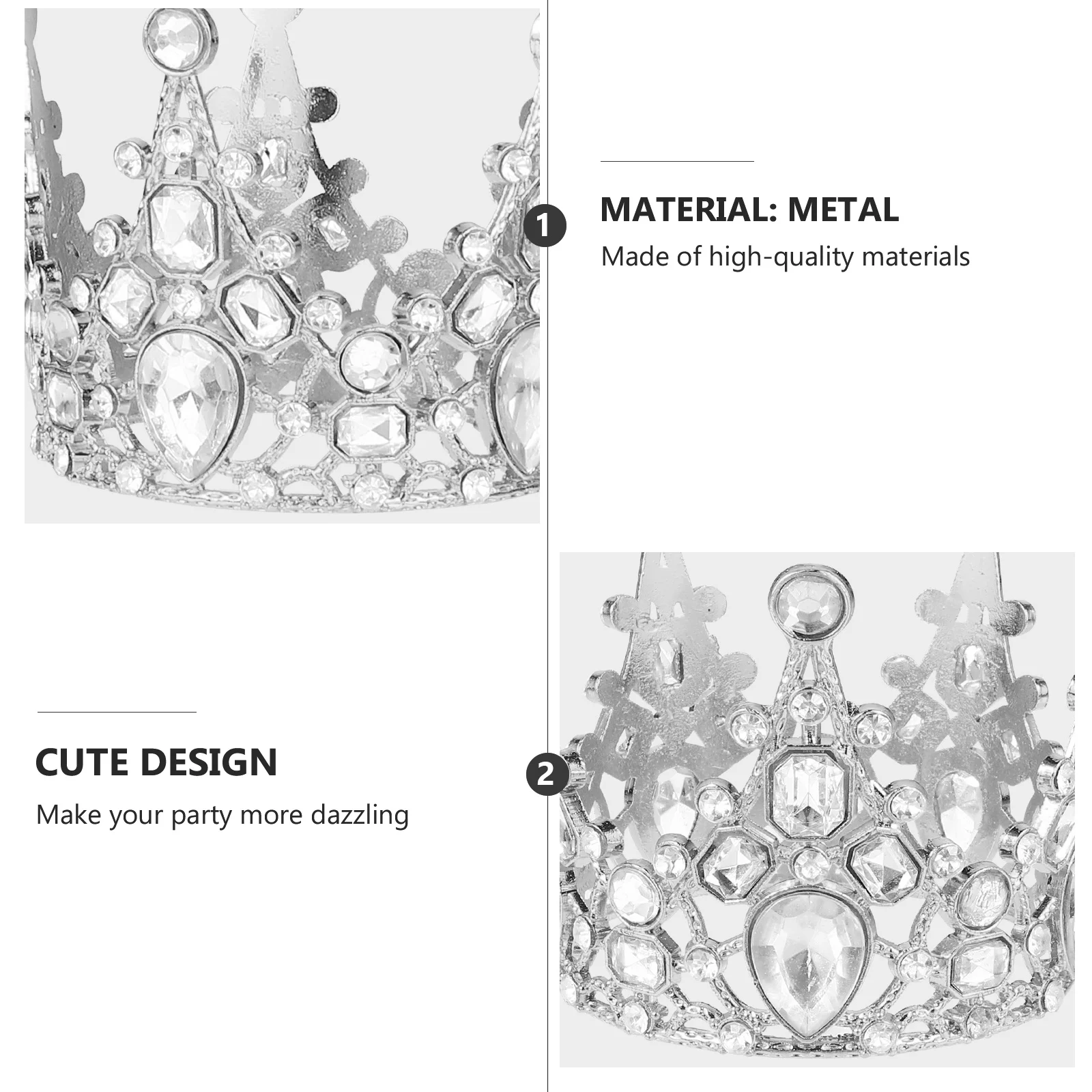 

2 Pcs Small Crown for Flower Bouquet Cupcake Toppers Wedding Decor Birthday Ornaments Decoration