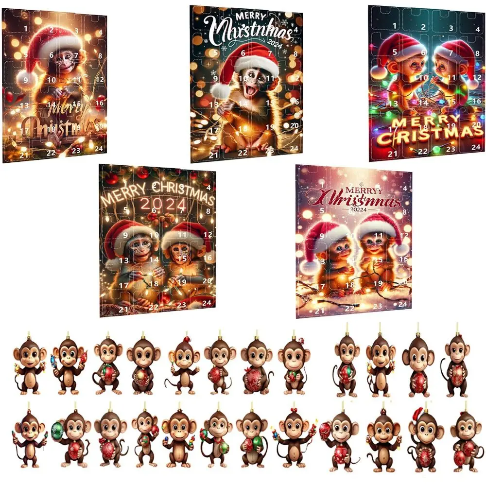 Gift Kerst Adventskalender Kerst Countdown Blinde Doos 2025 Cartoon Aap Mysterie Doos Xmas Kerstdecoratie Speelgoed