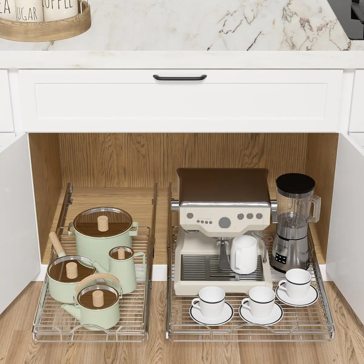 1Pair Cabinet Pull Out Drawer Wire Basket Slide Replacement