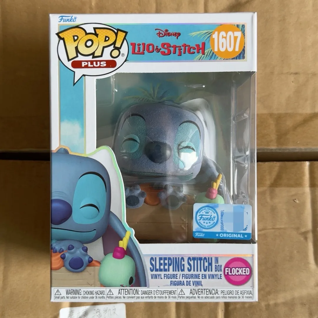 Plus Sleeping Stitch In Box Figure 1607 (Flocked) FUNKO Pop Disney Anime Lilo & Stitch Collectible Limited Edition Toy Gift - Image 4