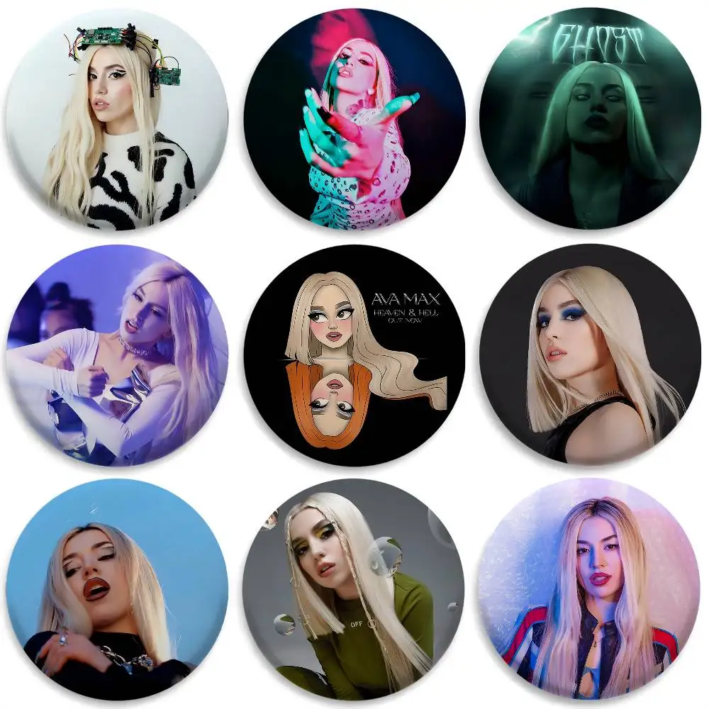 

A-Ava M-Max Pop Singer Badges Round Exquisite Badge Brooches Creative Pins For Clothes Hat Backpack Gift Accessories