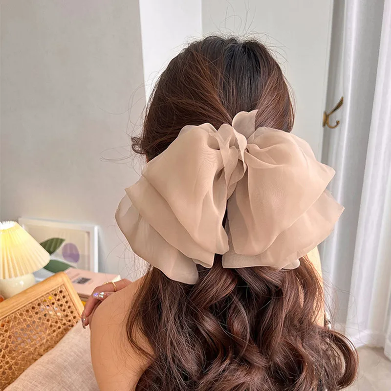 New Organza Material Hairband Girls Going Out to Play Headwear Accessories Simple Fashion Ladies Bow Hairpin