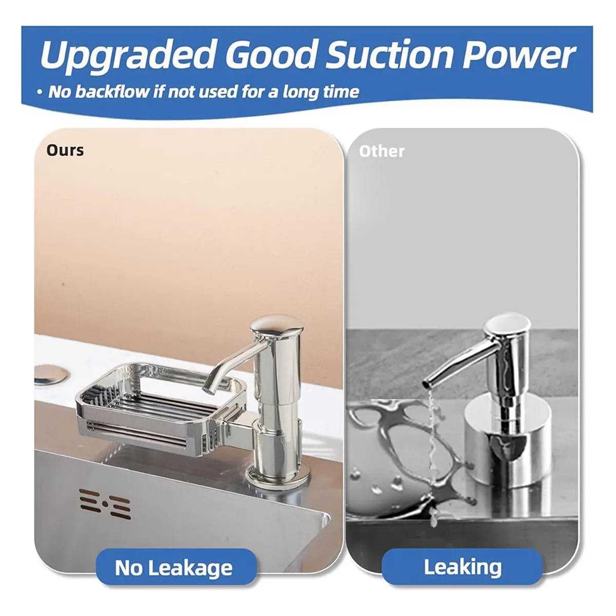 

Дозатор мыла KSOL для кухонной мойки, встроенный насос-дозатор мыла с держателем губки, головки насоса из АБС-пластика под столешницей, серебристый