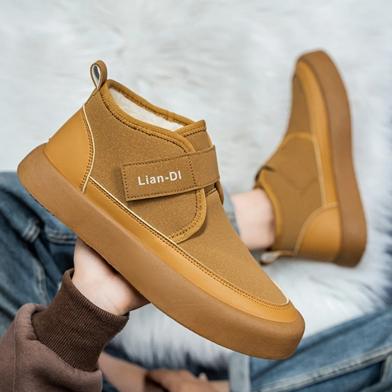 

Новая зимняя теплая мужская хлопковая обувь, корейское издание, модные плюшевые зимние ботинки, британская мужская повседневная обувь