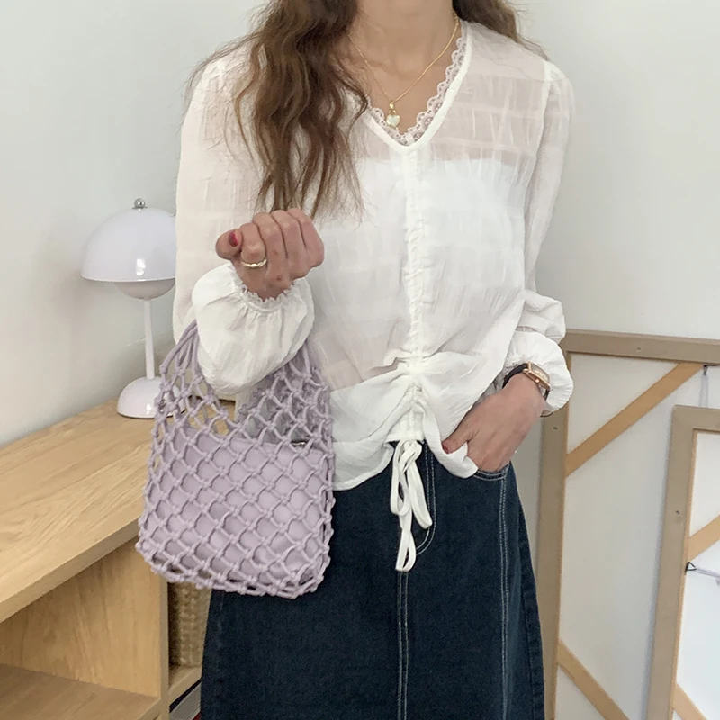 2023 Summer Casual Knitting Hook Small Net Bag Niche Trend Fashion Women\'s Bag Beach Holiday Tote Handbags