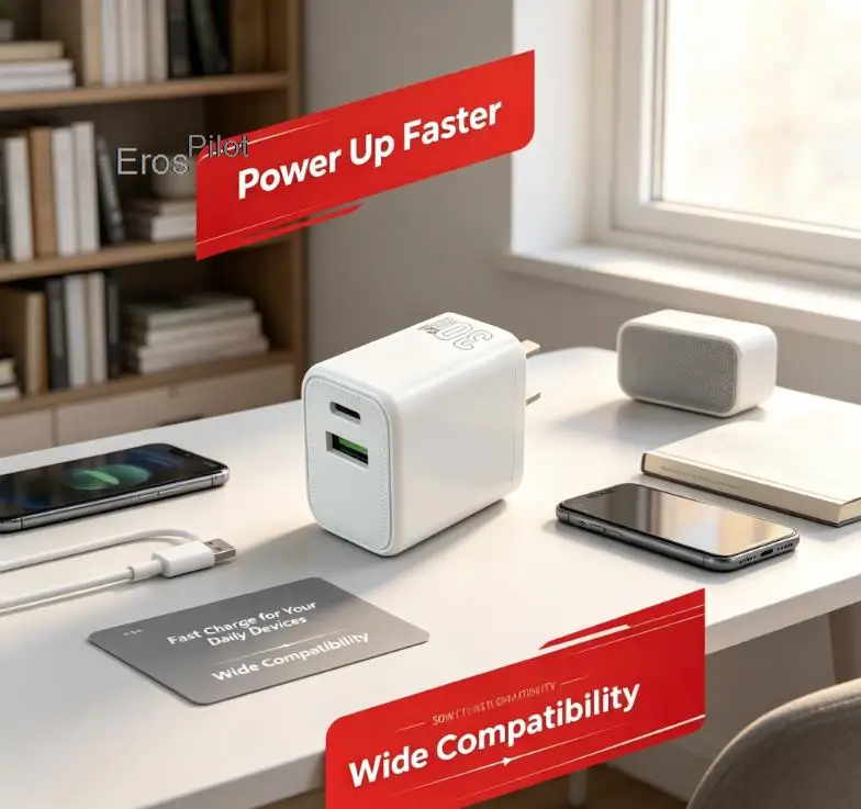 30W GaN Charger PD 3.0 QC4.0 USB C Charger For iPhone 17 16 15 Pro Samsung S25 Xiaomi Tablet iPad Air Pro Phone Charger US Plug