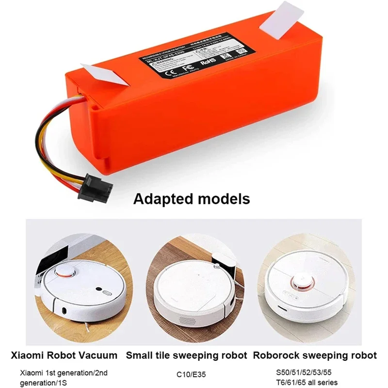 PURFIELD 14.4V Lithium Ion Batterij voor Robotstofzuiger Stofzuiger Veegmachine Vervangende Batterij voor Xiaomi Roborock