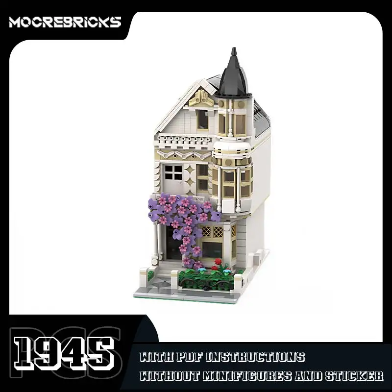 MOC Viktorianischen Stadt Haus Modell Ziegel City Street View Bausteine DIY Kreative Montage Architektur Spielzeug Set Geschenke