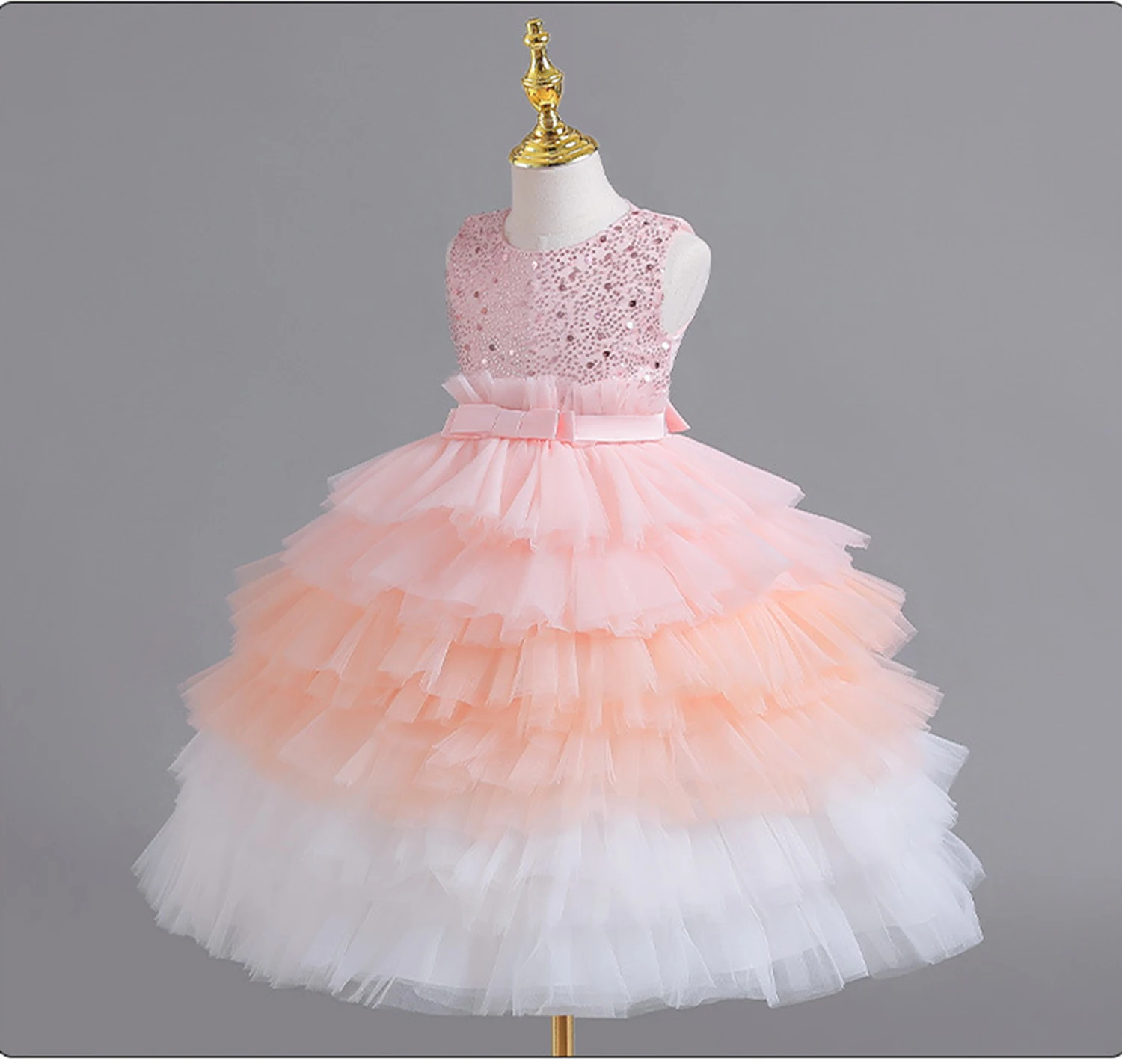 Stunning Baby Little Girls Sequined Flower Girl Dress Birthday Party Pageant Cupcake Tutu Dress XZ121