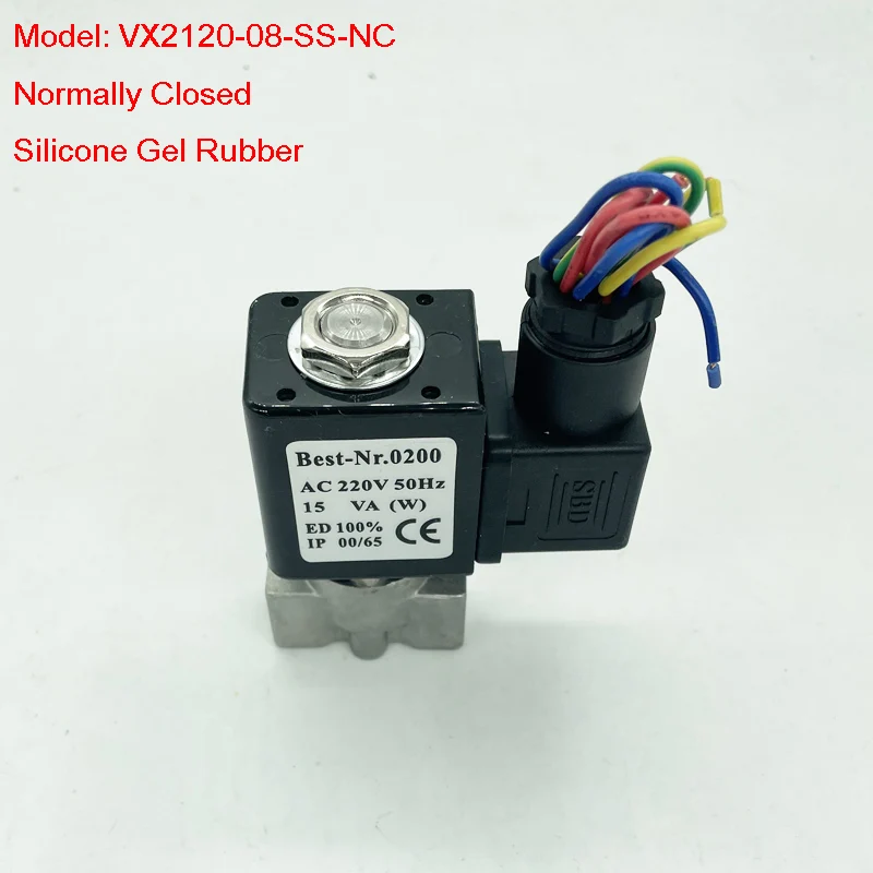 Imagem -03 - Food Class Silicone Gel Rubber Solenoid Valve Normalmente Fechado Way Model Ship Vx212008-ss-nc