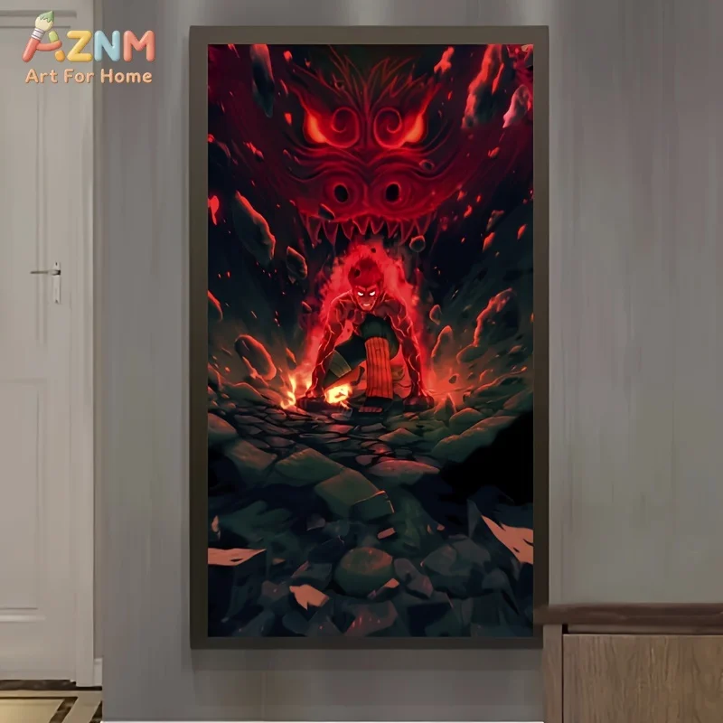AZNM Naruto Might Guy Eight Gates Red Dragon, arte de pared en lienzo de anime, póster impreso sin marco, decoración del hogar