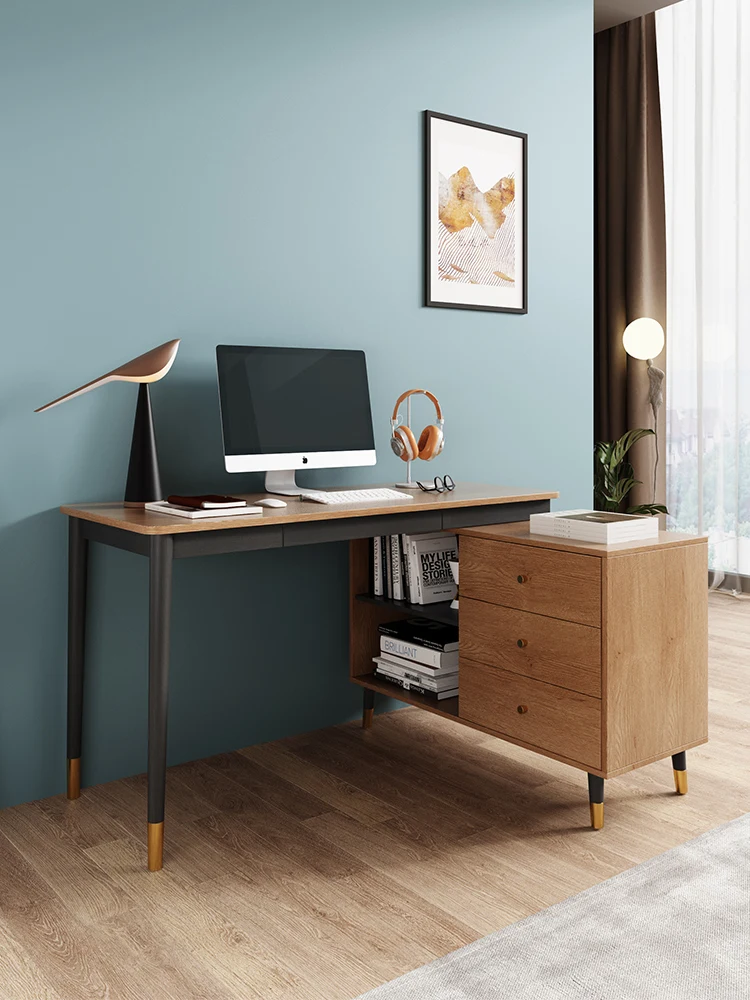 Solid wood corner desk, bookshelf, integrated desk, small unit type student computer desk, home office desk