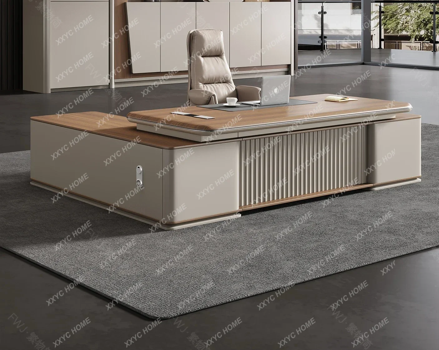 Large Lshaped Office Desk Study Organizers Reception Crafts Office Desk Design Computer Escritorio Oficina Commercial Furniture