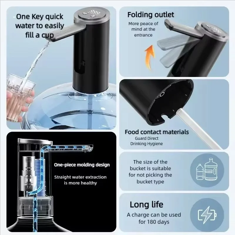 New Smart Electric Water Dispenser Foldable Automatic Barrel Suction Automatic Switch Beverage Water