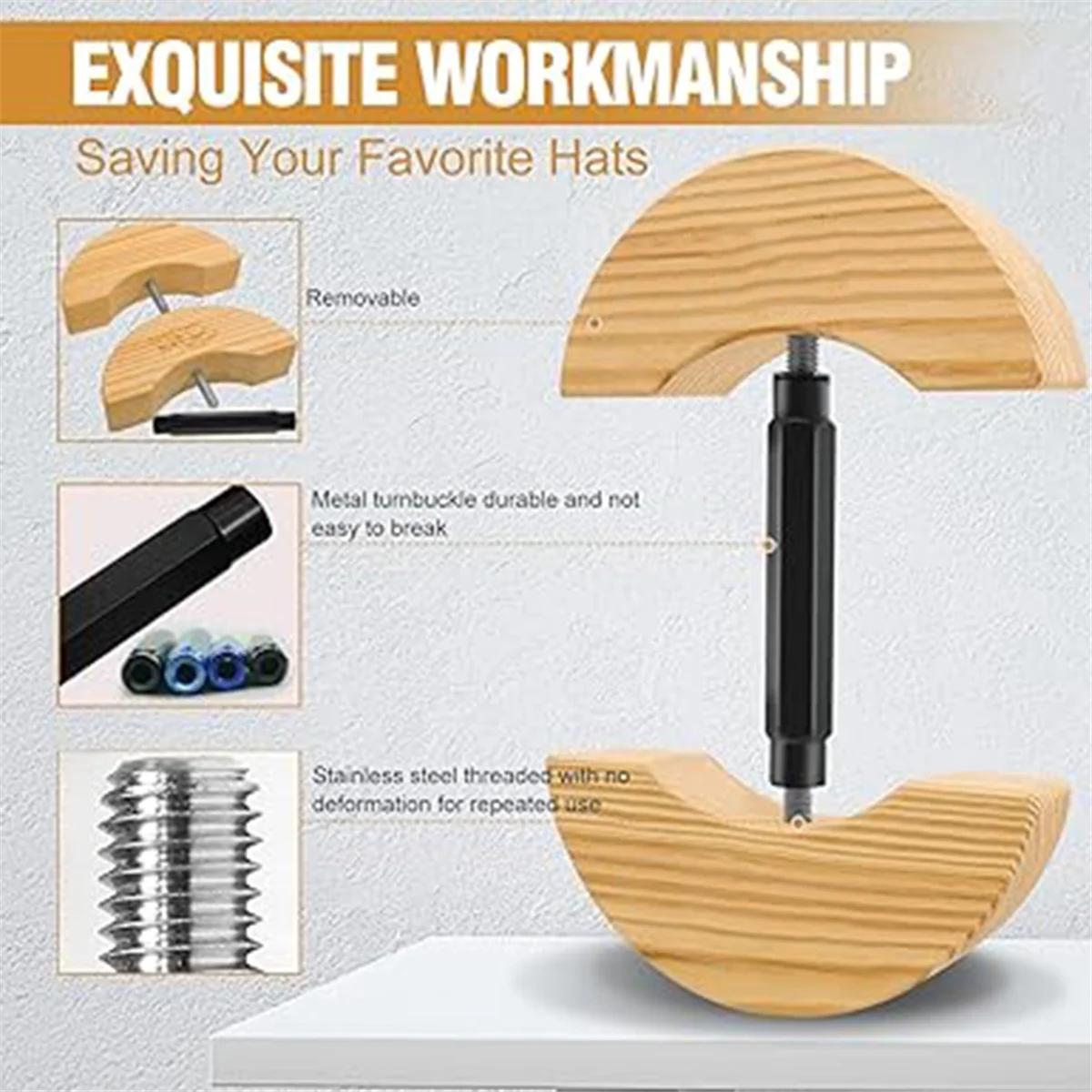 A43MM قبعة نقالة للقبعات المجهزة قابل للتعديل لجميع القبعات قبعة رعاة البقر نقالة لقبعات قبعات البيسبول #2