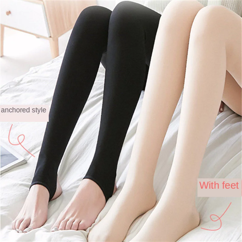 Women Autumn Winter Warm Pantyhose Super Elastic Slim Casual Fashion Plus Velvet Thick Tights High Waist Legged Pants Leggings