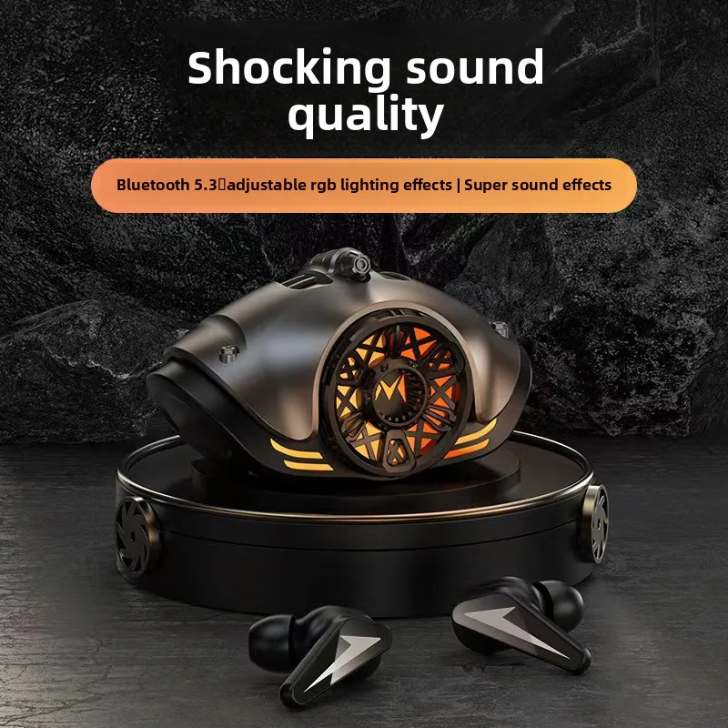 

New Unique Alien Mecha Shape Wireless Bluetooth Earphones Cool RGB Lighting Low Latency Long Battery Life Earsets For Game Music