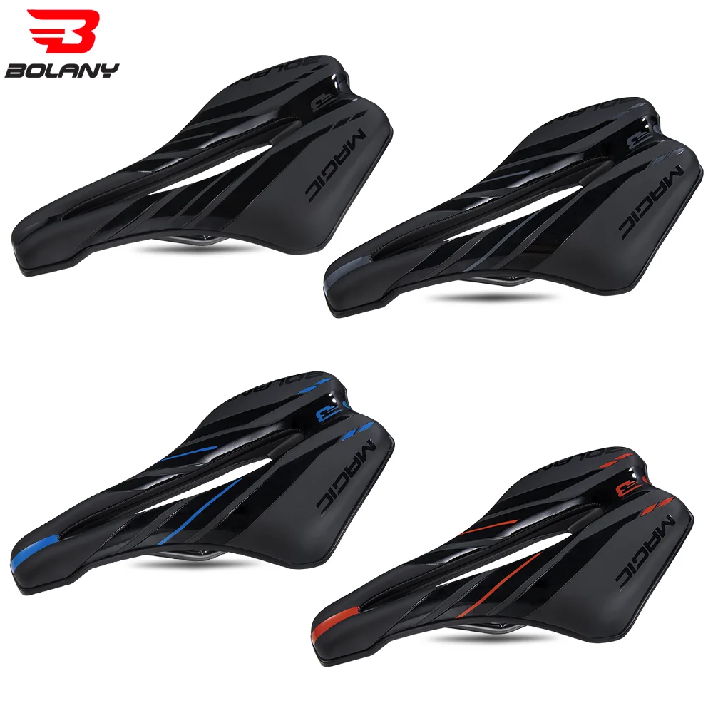 BOLANY Bicycle Saddle PU Leather Sponge Cushion MTB Bike Race Seat Gel Sea Surface Breathable Shockproof Cycling Accessories