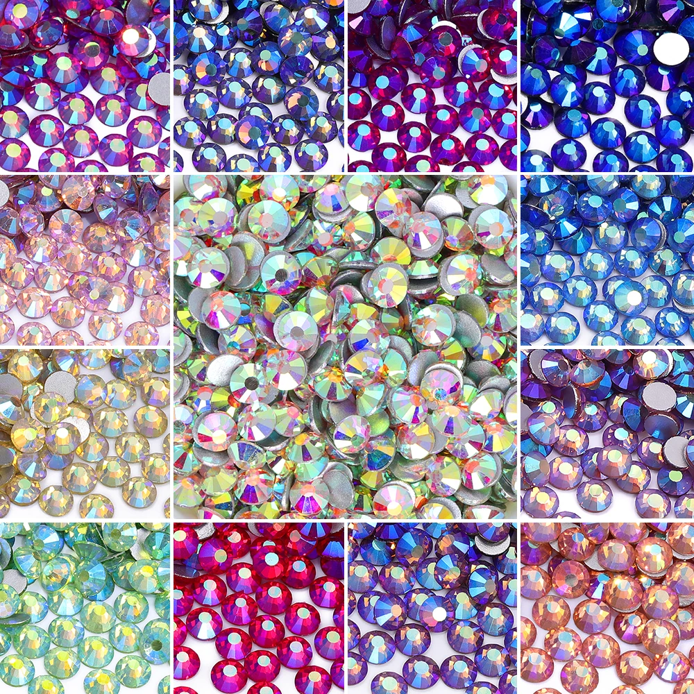 Diamantes de imitación planos sin fijación térmica, cristales de Cristal AB, piedras de pegamento en diamantes Strass, accesorios para uñas, dijes para uñas