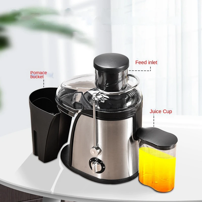 Stainless Steel Juicer Machine 400W Whole Fruit Vegetable Centrifugal Juice Extractor Automatic Pulp Ejection-EU Plug