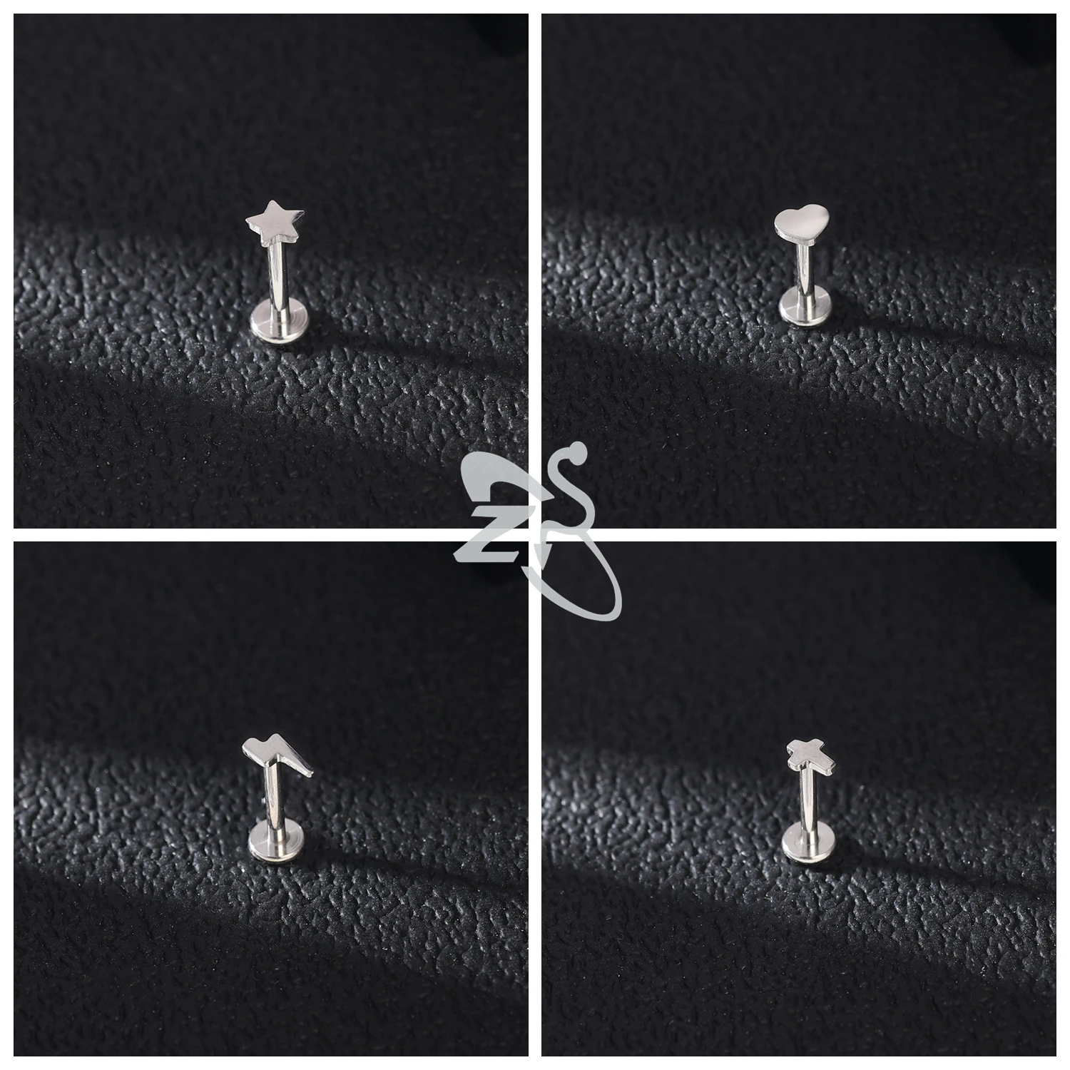 ZS 1 PC G23 Titanium Thread Lip Labret Piercing Women Men 16G Punk Bat Snake Ear Studs Crystal Cartilage Helix Piercings Earring